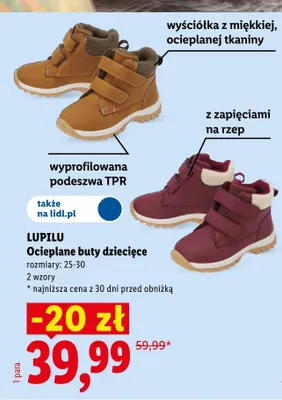 Ocieplane buty dziecięce Lupilu promocja w Lidl