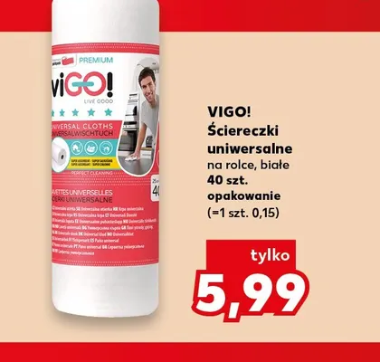 Ściereczki uniwersalne na rolce białe viGO! promocja w Kaufland