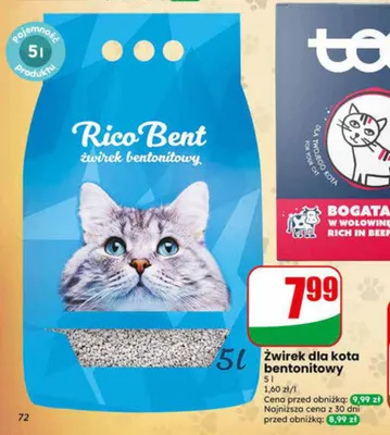 Żwirek dla kota bentonitowy Rico Bent promocja w Dino