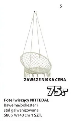 Fotel wiszący NITTEDAL promocja w Jysk
