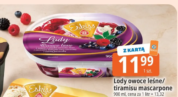Lody owoce leśne Eskiss promocja w Leclerc
