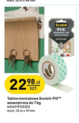 Taśma montażowa Scotch-FIX wewnętrzna do 7 kg 1,5mx19 mm promocja w Castorama
