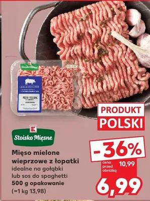 Mięso mielone wieprzowe z łopatki Stoisko Mięsne promocja w Kaufland