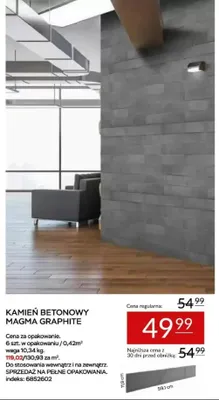 Kamień betonowy Magma Graphite 0,42m2 11,9x59,1cm promocja w Abra Meble