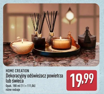 Dekoracyjny odświeżacz powietrza lub świeca Home Creation promocja w Aldi