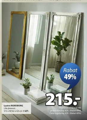 Lustro NORDBORG S72xW162xG3cm promocja w Jysk
