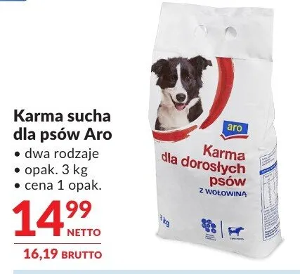 Karma sucha dla psów Aro dwa rodzaje promocja w Makro