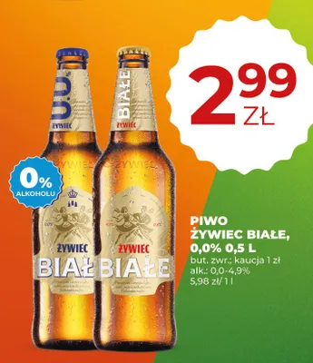 Piwo bezalkoholowe Żywiec Białe 0,0% promocja w Duży Ben
