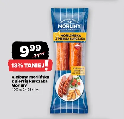 Kiełbasa morlińska z piersią kurczaka Morliny promocja w Netto