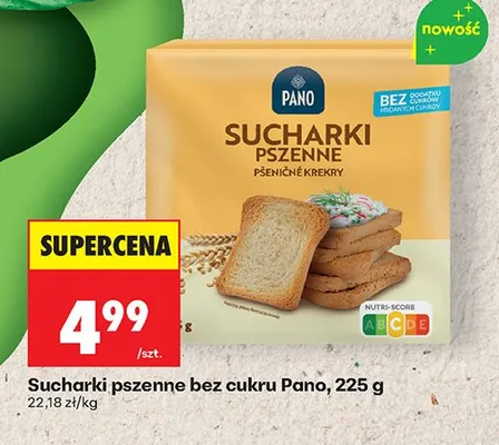 Sucharki pszenne bez cukru Pano promocja w Biedronka
