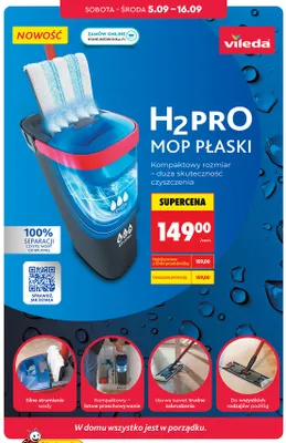 Mop płaski Vileda H2PRO promocja w Biedronka