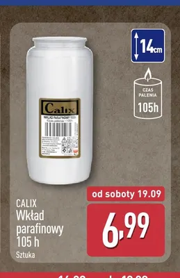 Wkład parafinowy 105 h Calix promocja w Aldi