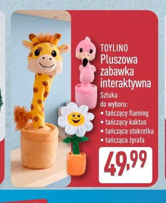 Pluszowa zabawka interaktywna tańcząca żyrafa Toylino promocja w Aldi