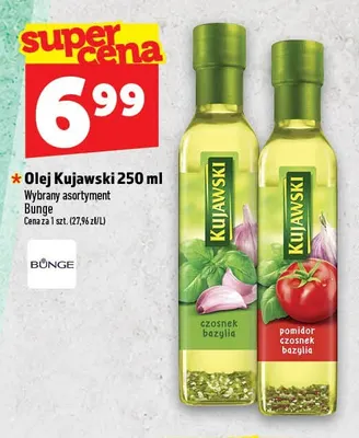 Olej rzepakowy Kujawski z czosnkiem i bazylią promocja w TOPAZ