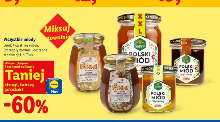 Polski miód wielokwiatowy Mazurskie Miody promocja w Lidl