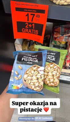 Pistacje kalifornijskie prażone niesolone Trader Joe's promocja w Aldi