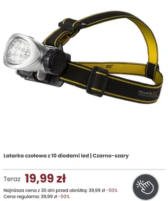 Latarka czołowa Regatta z 10 diodami led czarno-szara promocja w Regatta