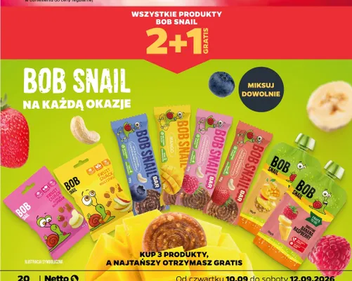 Mus owocowy Bob Snail Fruits To Go Smoothie banan-malina promocja w Netto