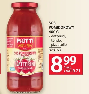 Sos pomidorowy pizzutello Mutti promocja w Selgros
