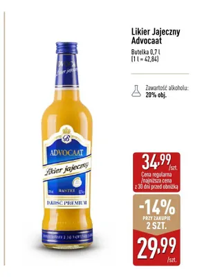 Likier jajeczny Advocaat Bastei promocja w Aldi