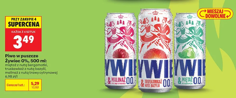 Piwo bezalkoholowe Żywiec malina z nutą trawy cytrynowej promocja w Biedronka