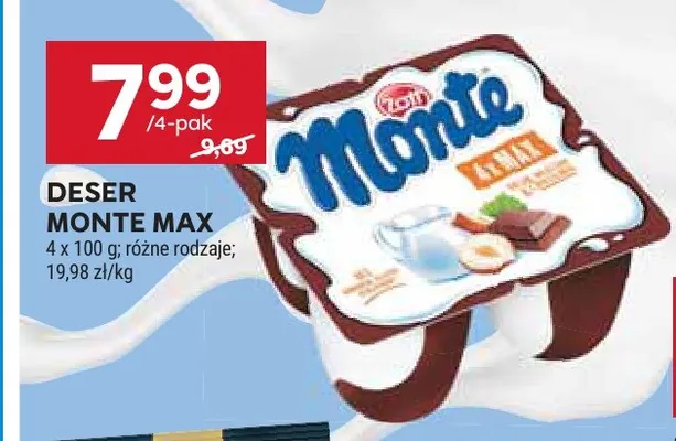 Deser Monte Max 4-pak Zott promocja w Stokrotka