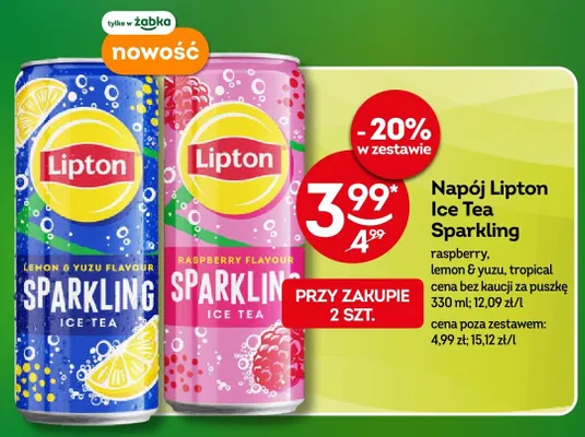 Napój Lipton Ice Tea Sparkling raspberry, lemon & yuzu, tropical promocja w Żabka