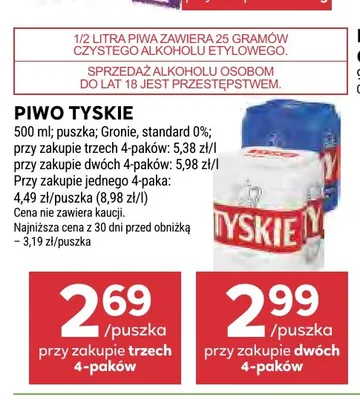 Piwo bezalkoholowe Tyskie Standard promocja w Stokrotka