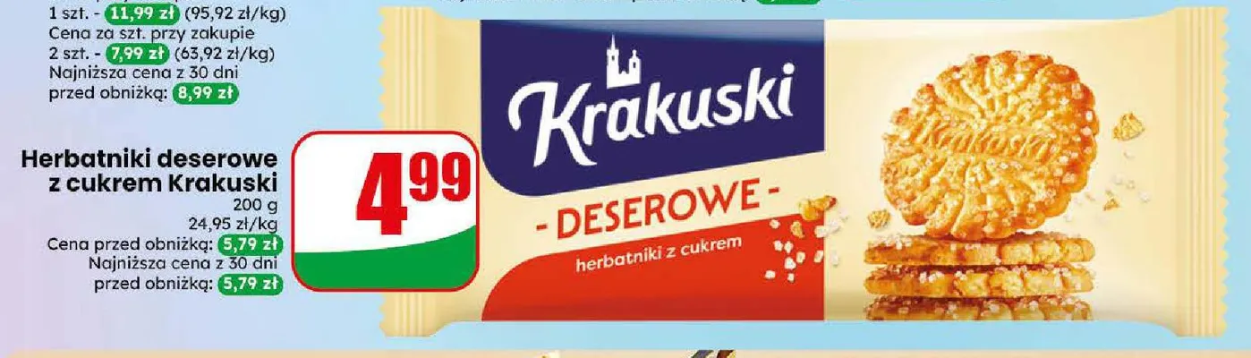 Herbatniki deserowe z cukrem Krakuski promocja w Dino