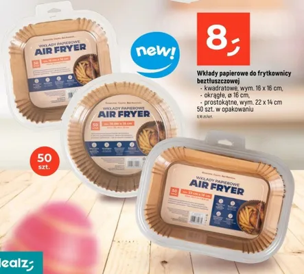 Wkłady papierowe do frytownicy beztłuszczowej kwadratowe, okrągłe, prostokątne promocja w Dealz