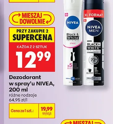 Dezodorant w spray'u Nivea Men Black & White Invisible Original promocja w Biedronka