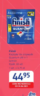 Kapsułki do zmywarki Finish Quantum All in 1 Lemon promocja w Drogerie DM