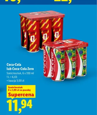 Napój gazowany Coca-Cola Zero 6-pak promocja w Lidl