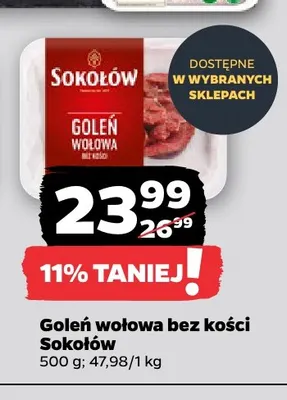 Goleń wołowa bez kości Sokołów promocja w Netto