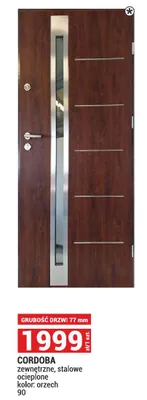 Drzwi CORDOBA zewnętrzne, stalowe ocieplone kolor: orzech 90 promocja w Merkury Market