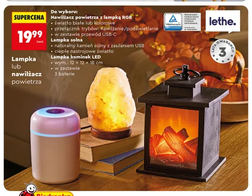 Lampka kominek LED Lethe. promocja w Biedronka