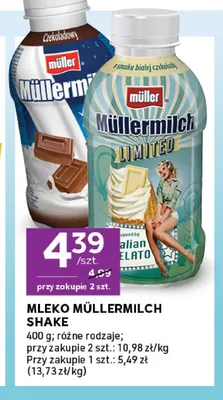 Mleko Müllermilch Shake o smaku białej czekolady promocja w Stokrotka