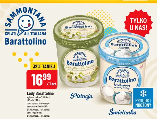 Lody waniliowo-pistacjowe Sammontana Barattolino promocja w POLOmarket
