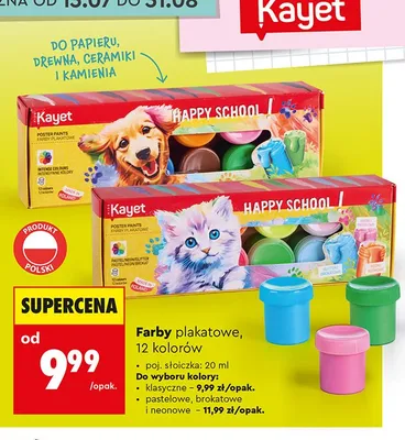 Farby plakatowe neonowe Kayet promocja w Biedronka