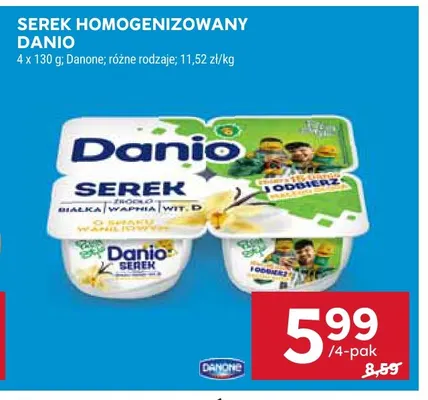 Serek homogenizowany Danio 4-pak promocja w Stokrotka