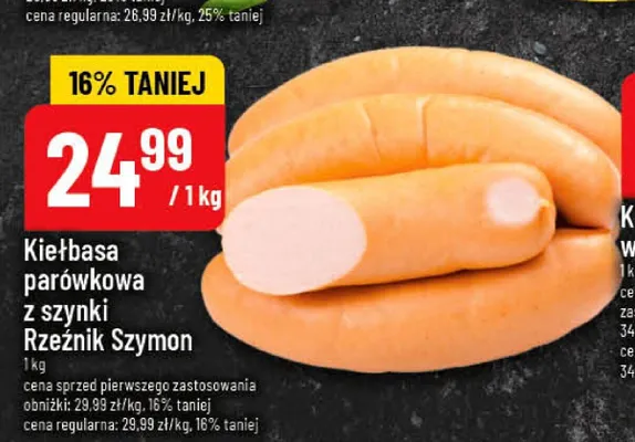 Kiełbasa parówkowa z szynki Rzeźnik Szymon promocja w POLOmarket