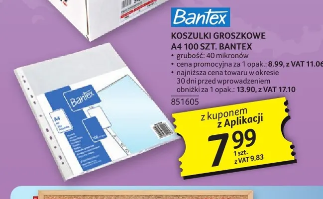 Koszulki groszkowe A4 100 szt. Bantex promocja w Selgros