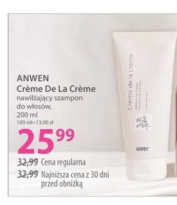 Nawilżający szampon do włosów Anwen Crème De La Crème promocja w Hebe