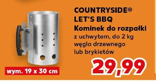 Kominek do rozpałki Countryside Let's BBQ z uchwytem do 2kg węgla drzewnego lub brykietów wym. 19x30cm promocja w Kaufland