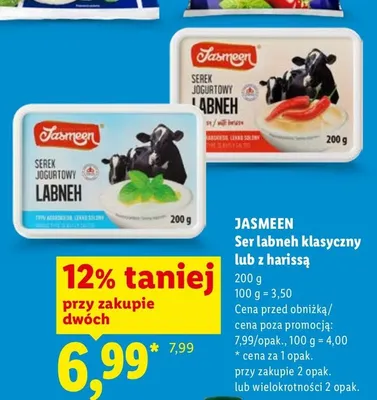 Ser labneh z harissą Jasmeen promocja w Lidl