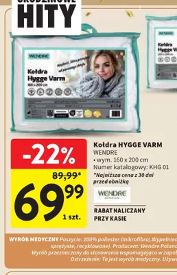 Kołdra Hygge Varm 160x200 cm Wendre promocja w Intermarche