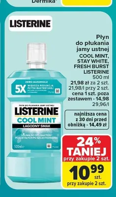 Płyn do płukania jamy ustnej Listerine Stay White promocja w Carrefour