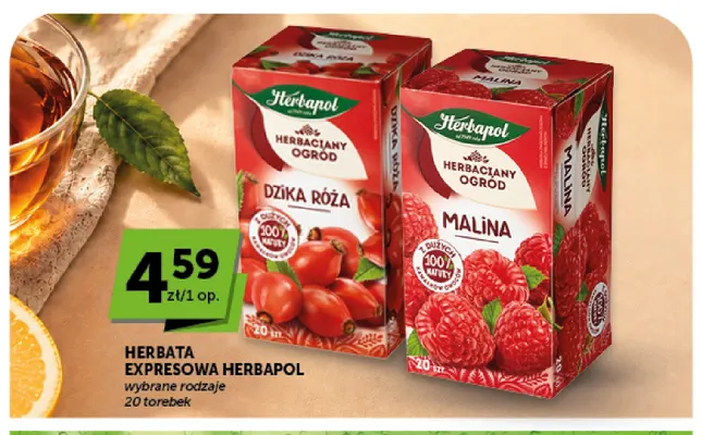Herbata ekspresowa Herbaciany Ogród malina Herbapol promocja w ABC