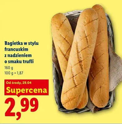 Bagietka w stylu francuskim z nadzieniem o smaku trufli Piekarnia Lidla promocja w Lidl