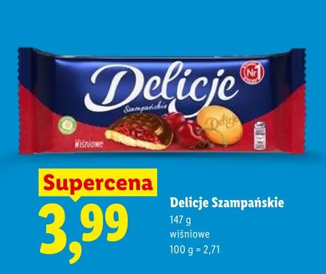 Ciastka Delicje Szampańskie wiśniowe promocja w Lidl